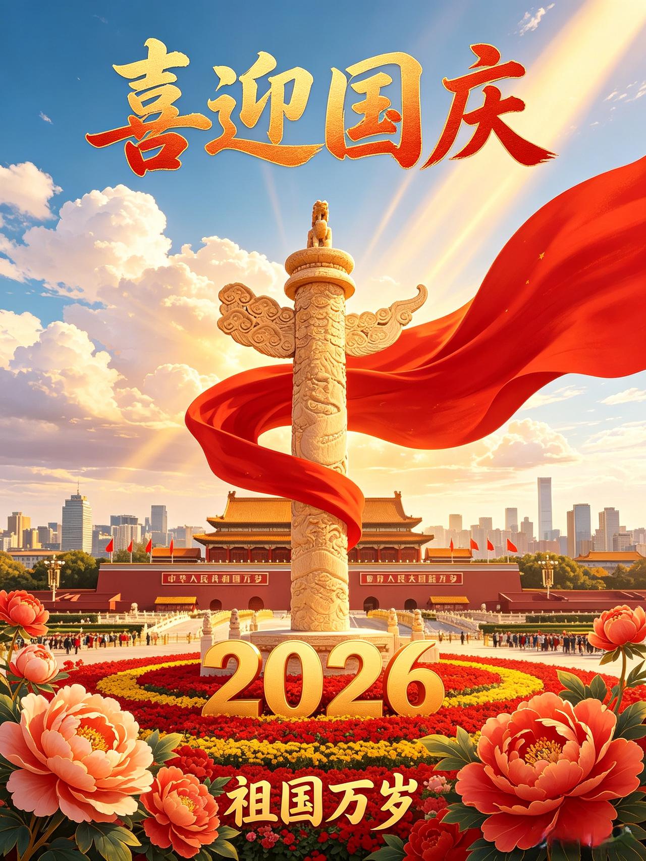🍁金秋十月，普天同庆
🇨🇳一抹中国红，满腔家国情。
生于华夏，倍感荣光，祝