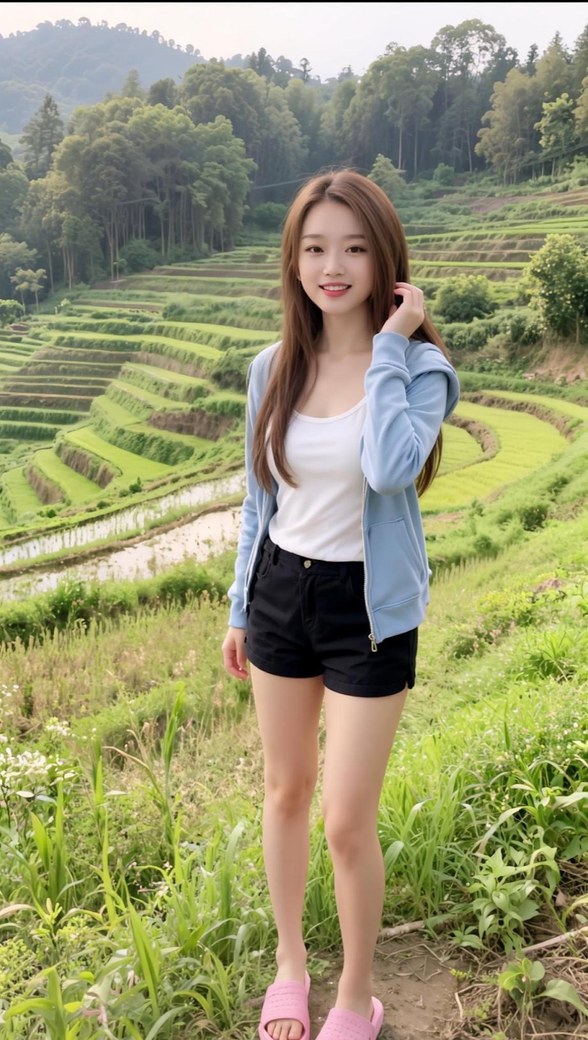 AI田园生活照 抖音ai创作 甜美女孩
