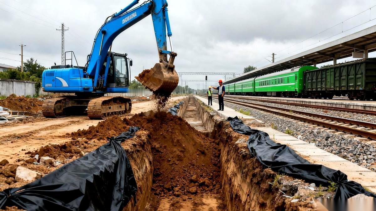 挖机“哐”一下，生生跳起来半米高。
一声巨响，黑烟直接冲天。我姐当时就在站台底下