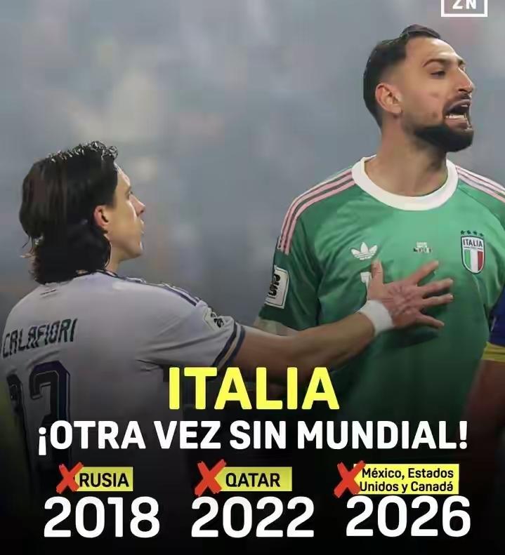 全世界都在叹息，意大利再一次无缘世界杯决赛圈。

意大利连续三届被挡在世界杯正赛