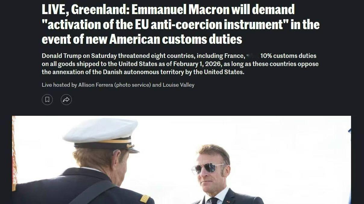 西媒Le Monde援引马克龙身边消息人士的话报道称，周日(1月18日), 马克