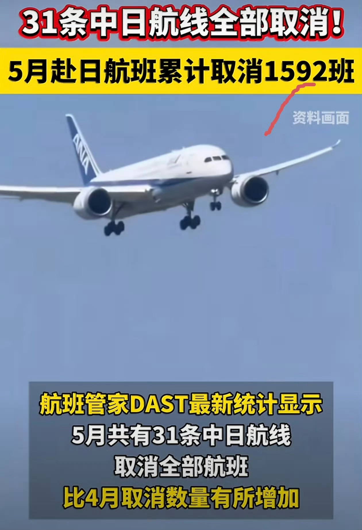 5月31条中日航线取消全部航班好！