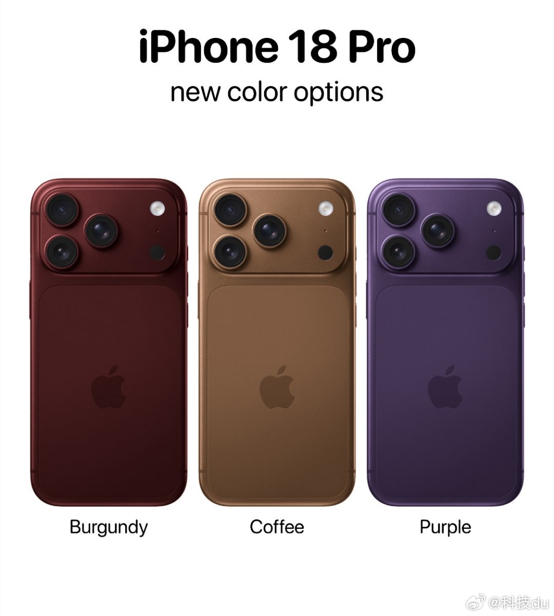 iPhone18Pro配色前瞻iPhone18Pro外观基本上没啥大变化了，这套