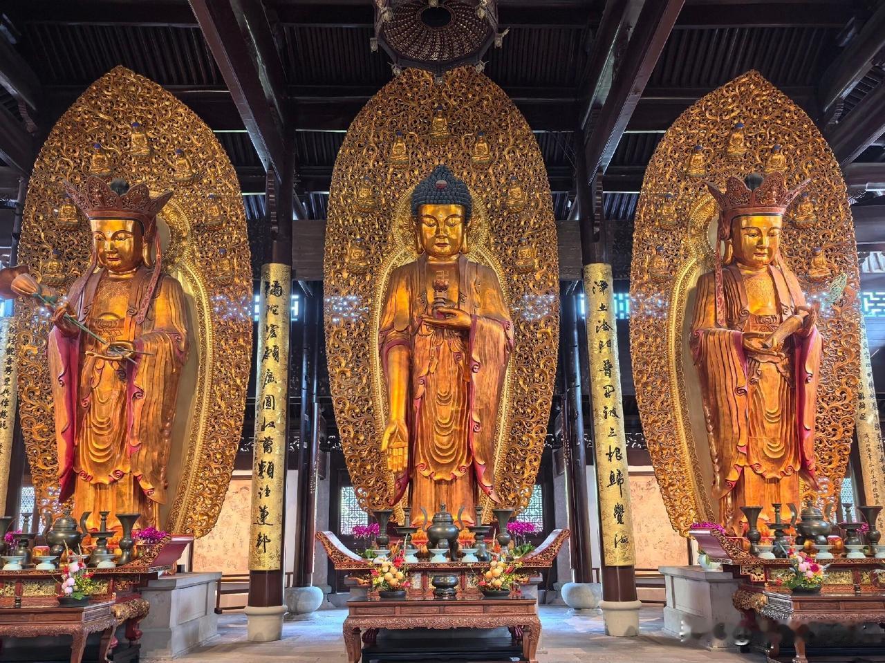宁波七塔寺的震撼体验！这三尊8米金身，蕴含着千年樟木的佛国气象
踏入七塔寺的三圣