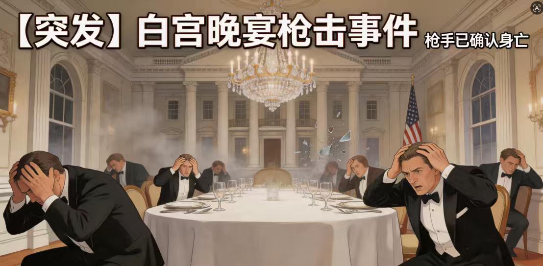 白宫晚宴枪声震惊世界：枪手被击毙，特朗普夫妇紧急撤离
当地时间4月25日晚，美国
