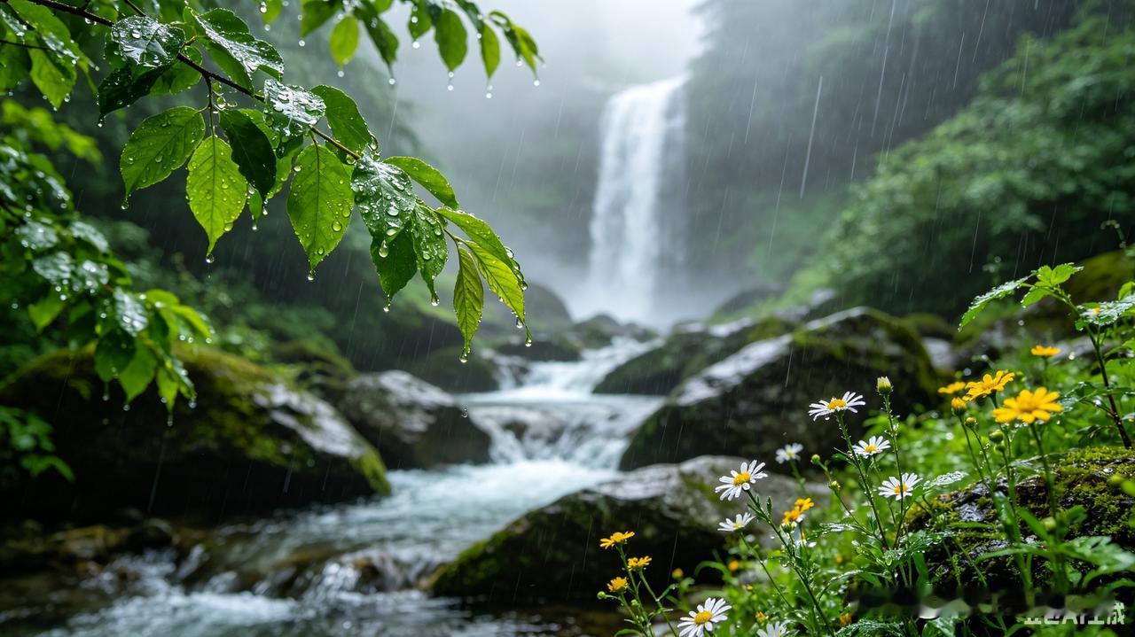 短视频解说词（130字）
 
同样是落雨，却是两种截然不同的人间。
山林细雨，水