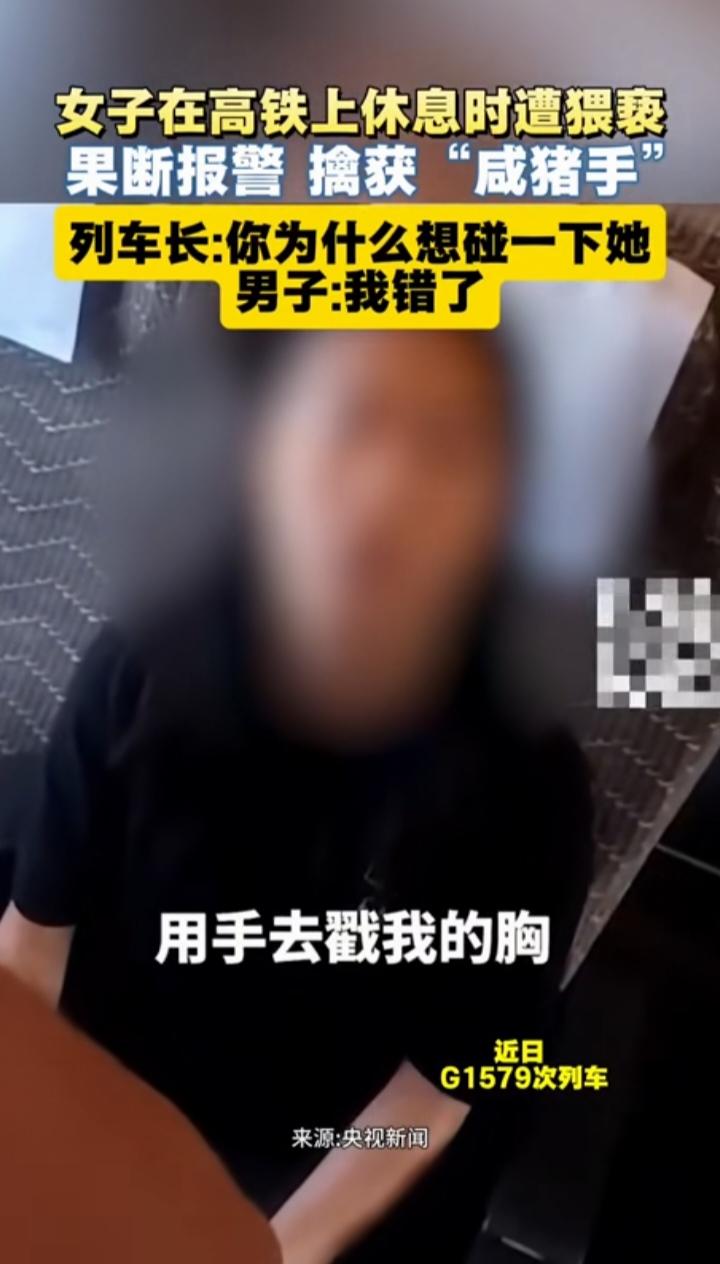 高铁“咸猪手”现形记：女子果断报警，一句“你为什么想碰她”直击灵魂

近日，一段