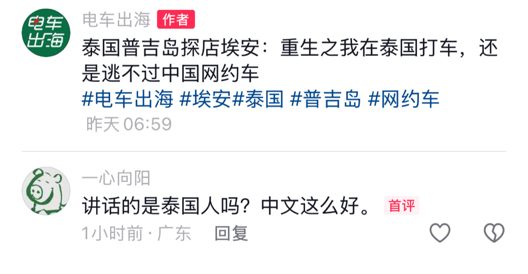 以后就说我是泰国人，那么我的中文就很溜了[吃瓜]汽场全开电车出海新能源大牛说 ​