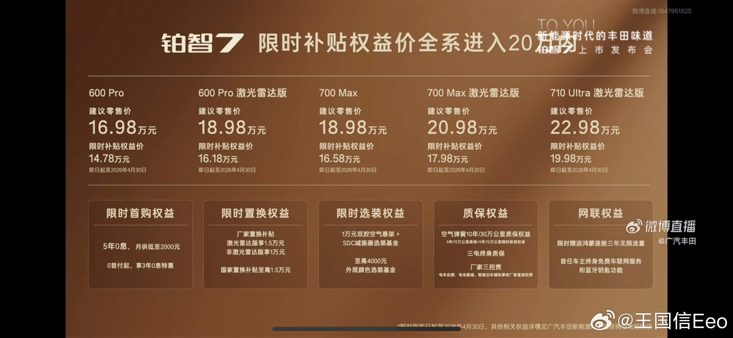 今天好几款新车上市，个人觉得广丰铂智7是讨论度最高的。铂智7之前已经说了很多次，