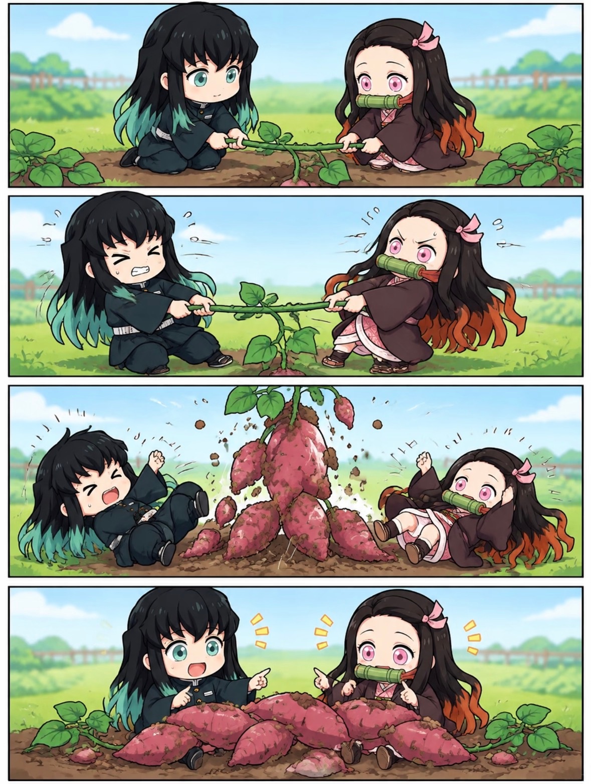 弥豆子和无一郎的治愈日常，超可爱呀！[打call]动漫追番团鬼灭之刃漫画 ​​​