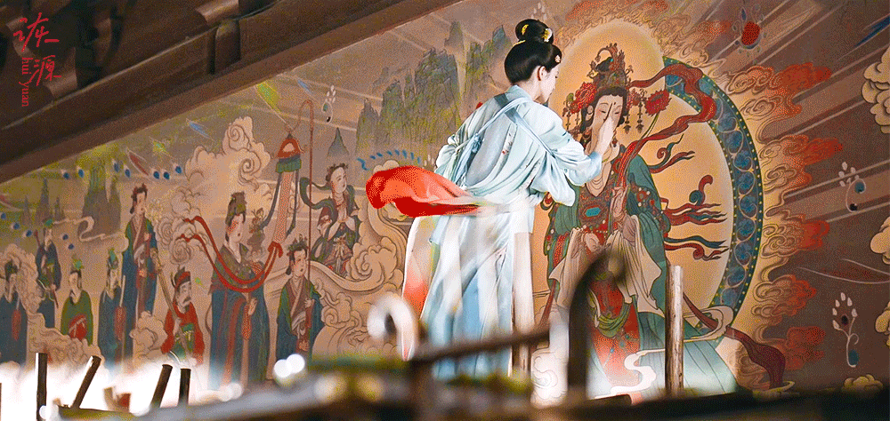 白鹿 《莫离》叶璃 / 动图▷EP09-11 绿衣+花钿-神女降世✨✨✨壁画点睛