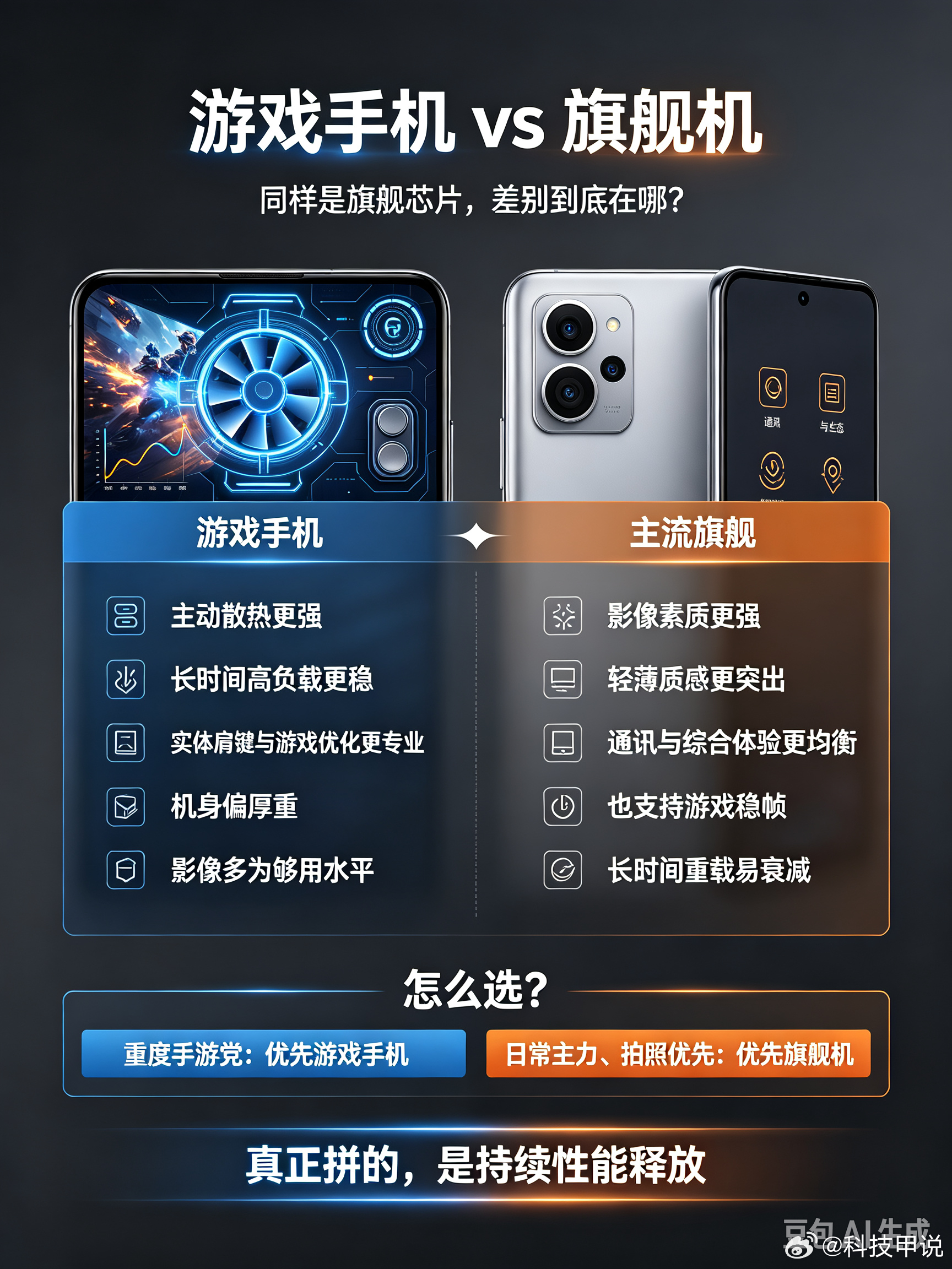 现在很多都搭载旗舰芯片，高刷、大电池早已不是游戏手机专属，边界越来越模糊，核心差