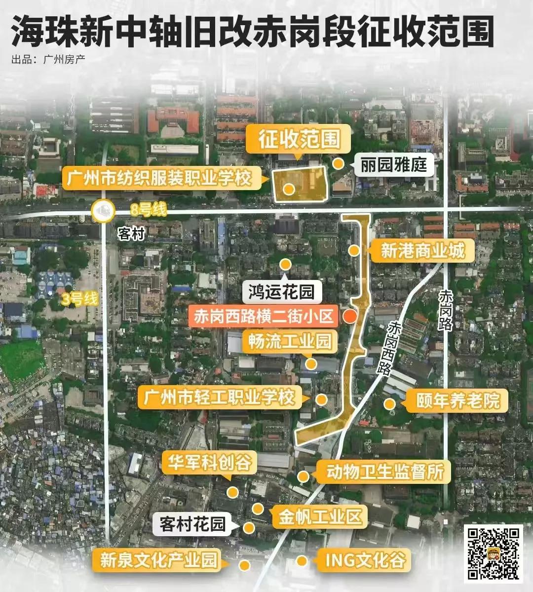 广州市海珠区新中轴旧改赤岗段征收范围图