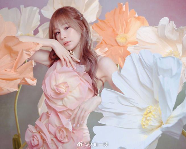 化身甜美花仙子、粉色繁花裙优雅灵动——王心凌。每日明星美图分享