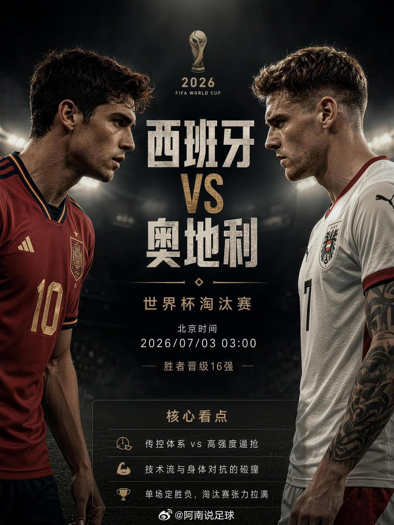 7月3日03:00西班牙 VS 奥地利||❶两队仅 1978 世界杯正赛交手一次