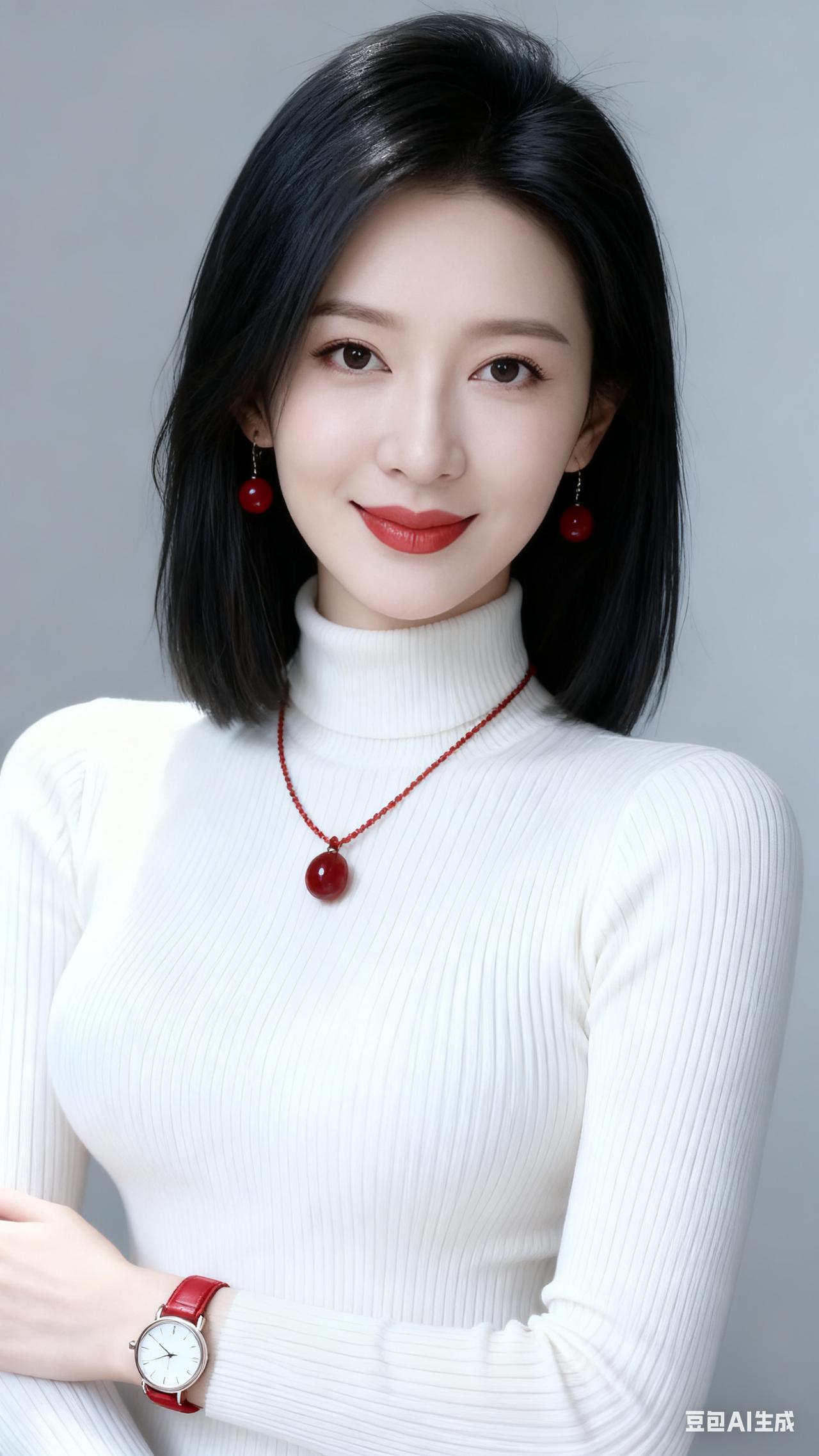 优雅红唇，甜美笑容，时尚穿搭，魅力无限！💄👗💍