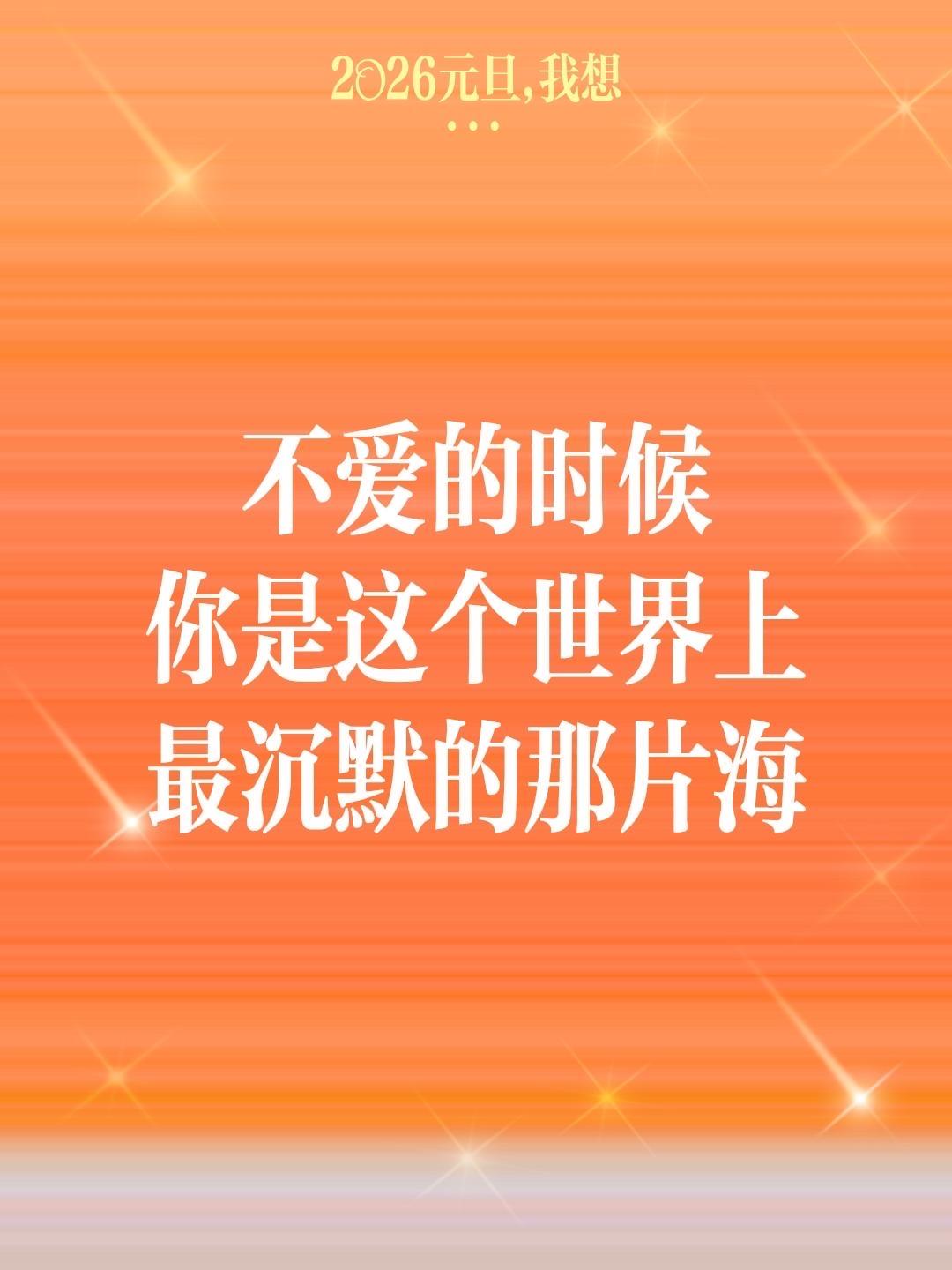 不爱的时候
你是这个世界上
最沉默的那片海