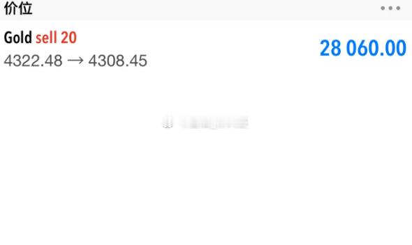 黄金4322空，单子入场后，行情直接如期而至，现跌回早盘地点附近，报4307一线
