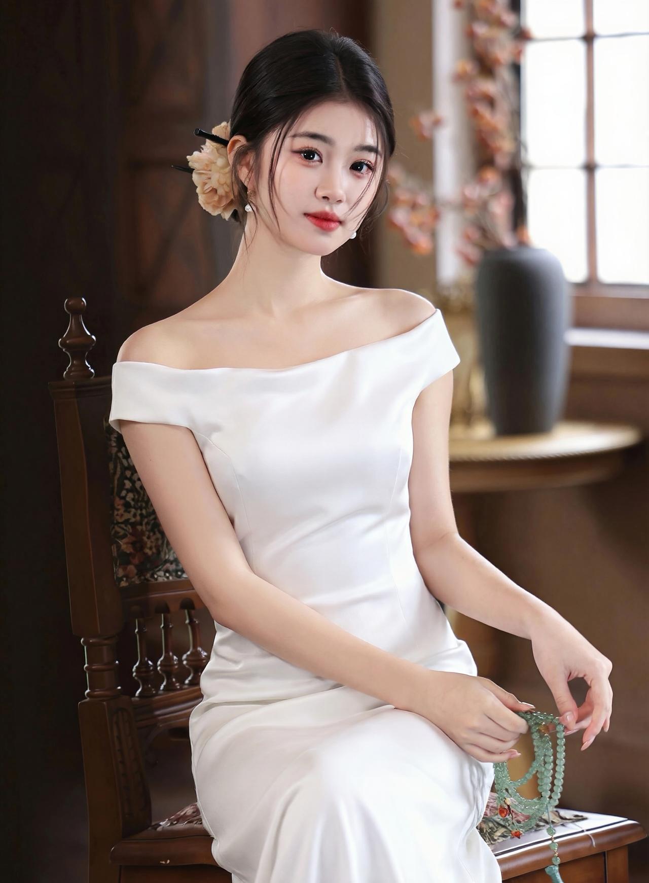 这组照片中的女子，完美演绎了白月光与朱砂痣的极致反差，一黑一白，皆是风情。
【白