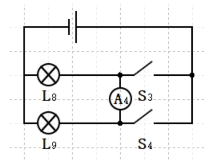 该电路图中
当开关S3闭合、S4断开时，电流表A4测量的是什么什么电流？
当开关