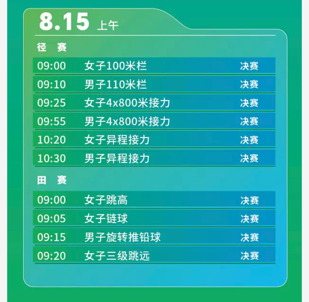 第一届全国青少年田径运动会将于8月10日至15日在沈阳进行，想看比赛的朋友可以去
