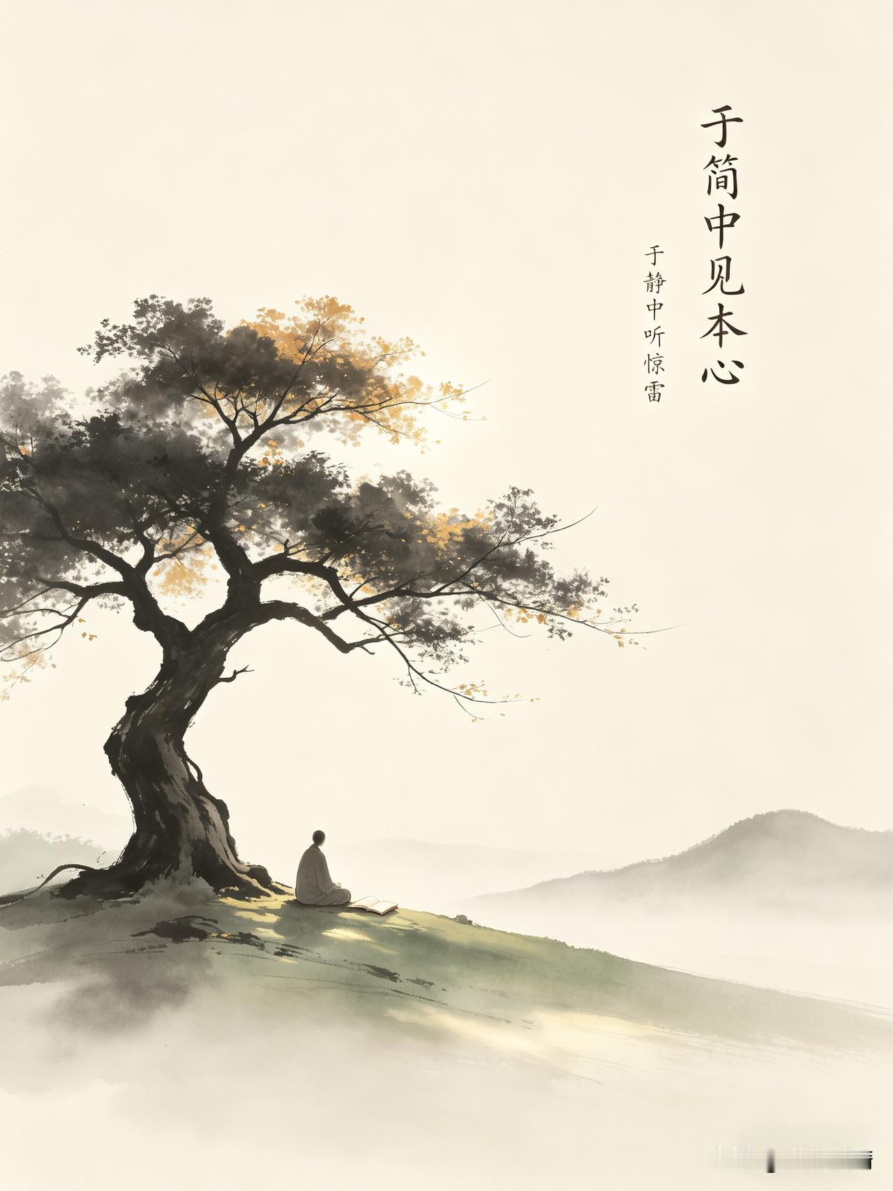 《心中若有桃花源，何处不是水云间；成佛何须菩提叶，梧桐树下亦参禅》

心即桃源境
