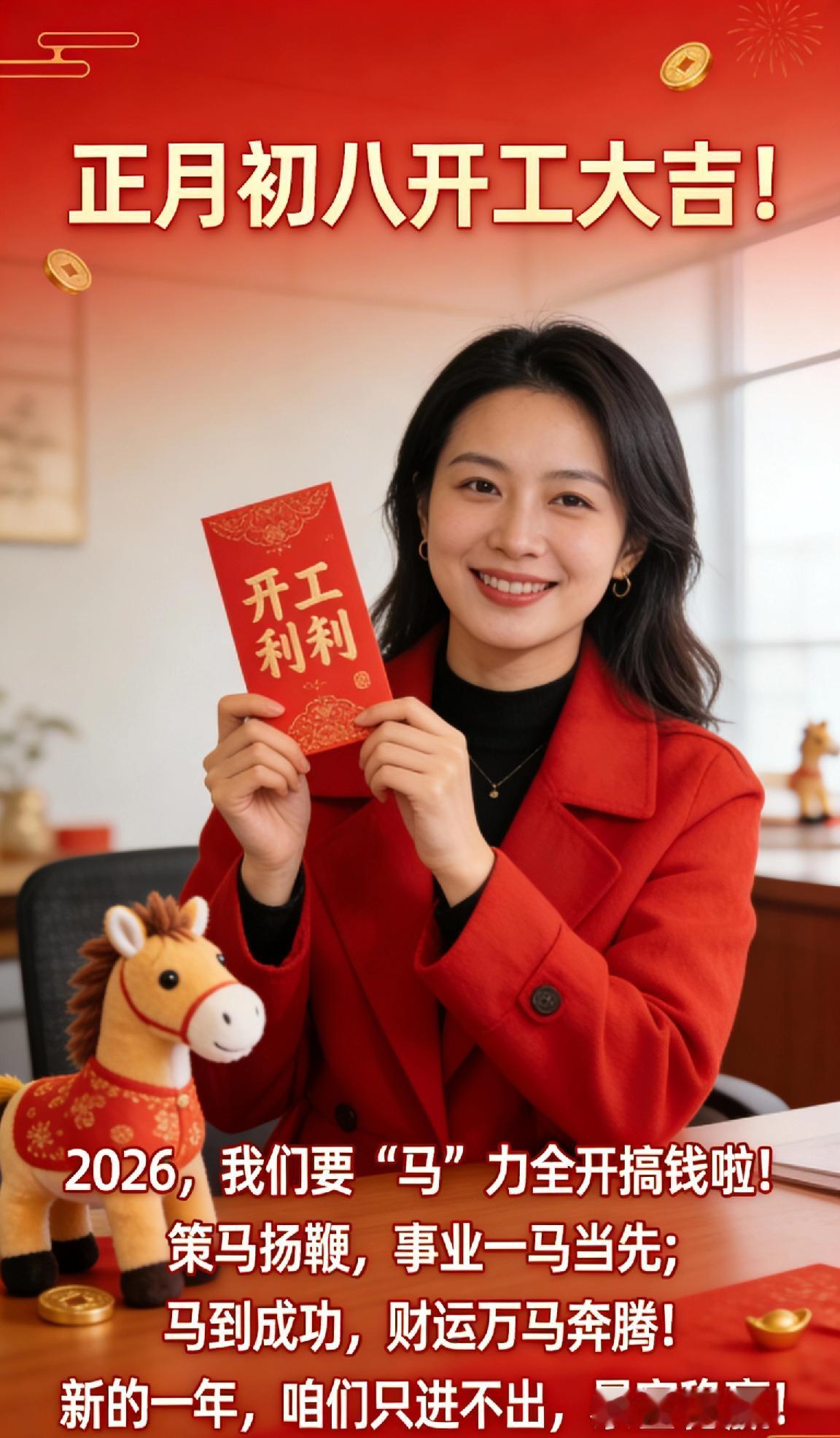 正月初八开工大吉！2026，我们要“马”力全开搞钱啦！🧨
年味渐散，征程开启。