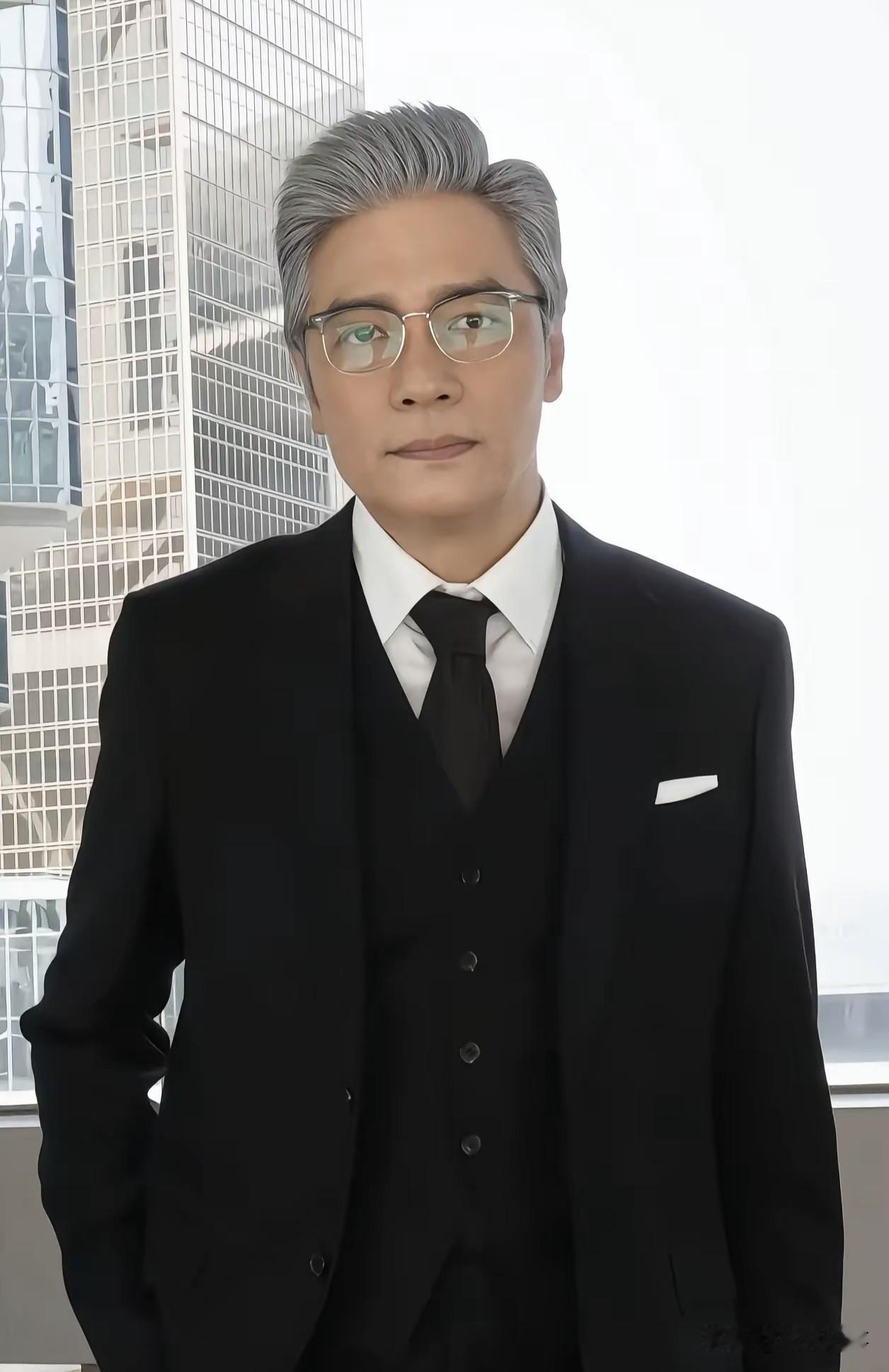 罗嘉良重回TVB：离开便显沧桑，一归剧组便是金融大佬。镜头下，他一身剪裁考究的黑