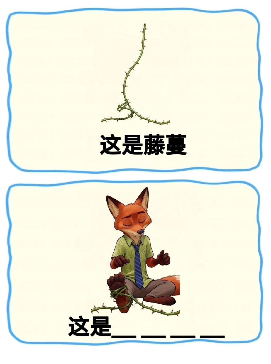 谁能想到，狐狸坐在藤蔓上居然藏着这么有意思的梗？我笑到拍桌子，评论区晒你的答案！