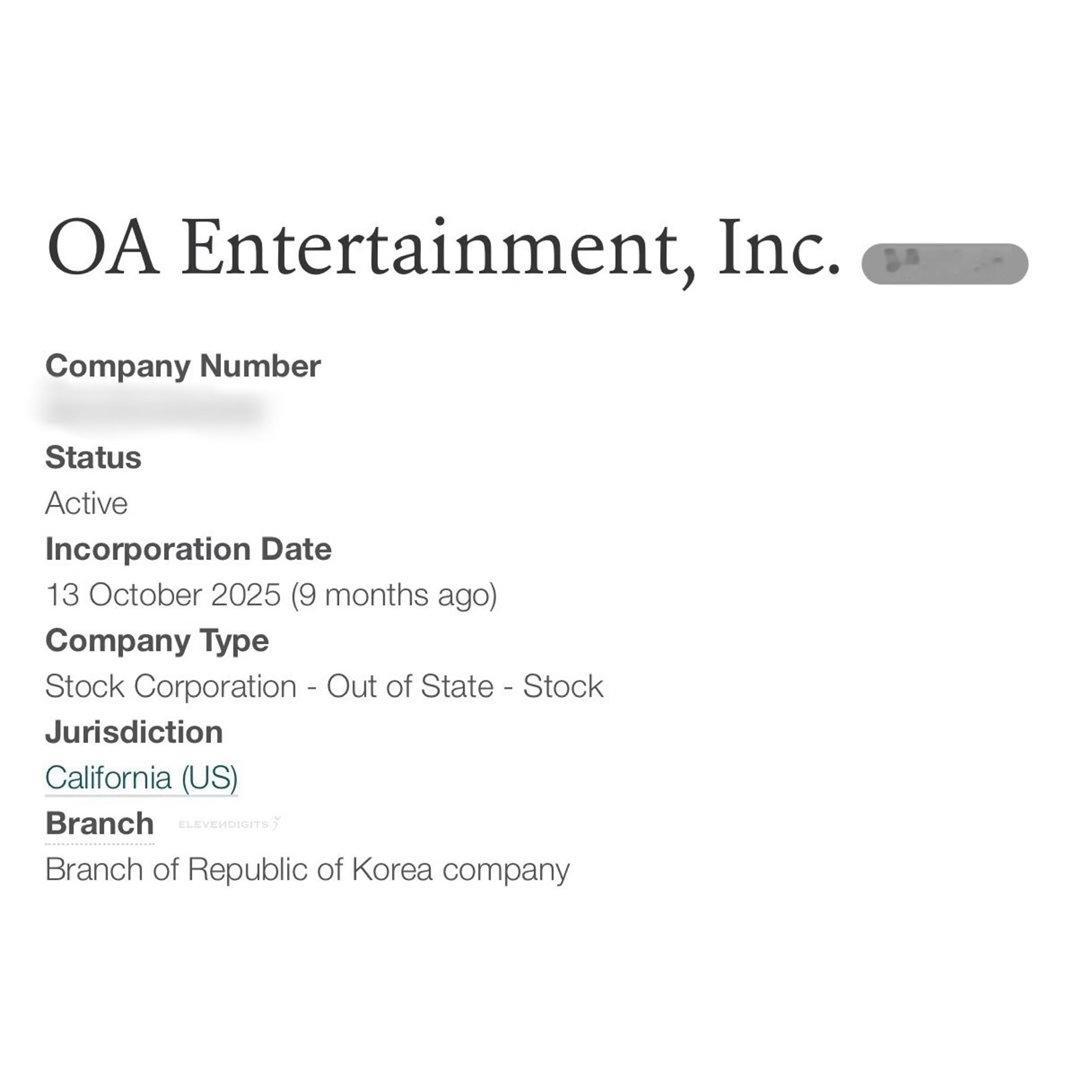 JENNIE 金珍妮的OA Entertainment Inc. 已正式扩展其业