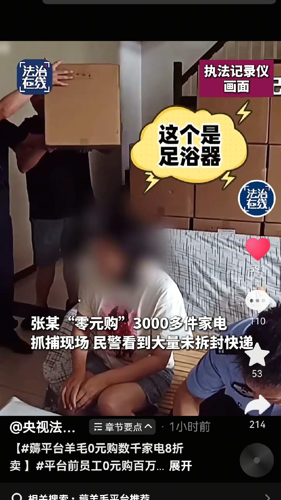 前员工发现某电商平台漏洞，两个月狂薅3711件家电！成都女子张某，之前是某电商平