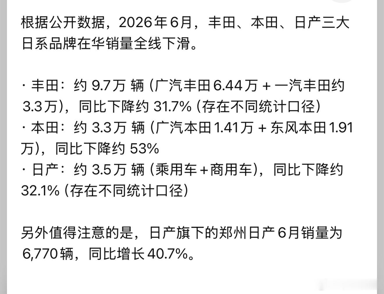 合资车节节败退，电车也销量下滑，缩量市场难啊。 