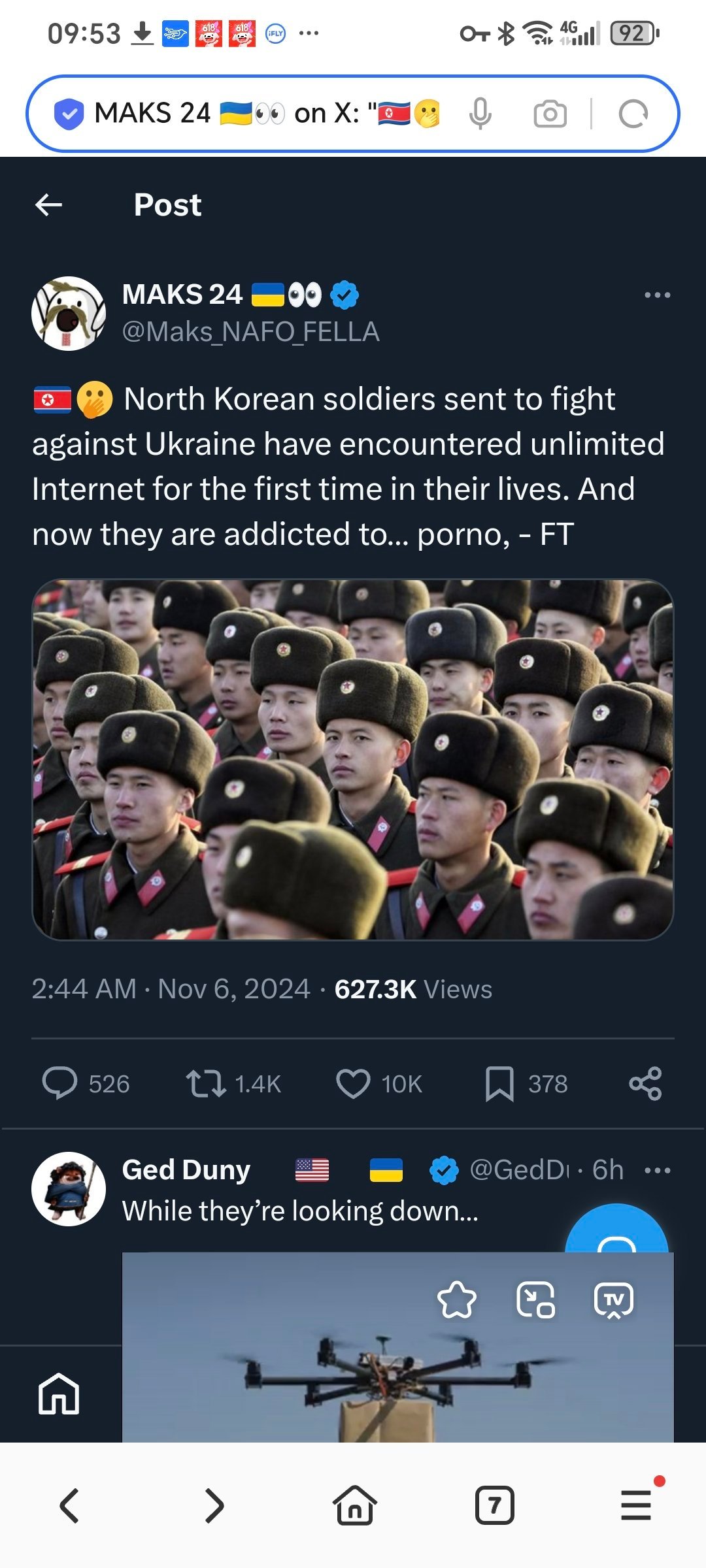 据 FT中文网报道，被派往乌克兰作战的嘲藓士兵有生以来第一次接触到了无限网络，现