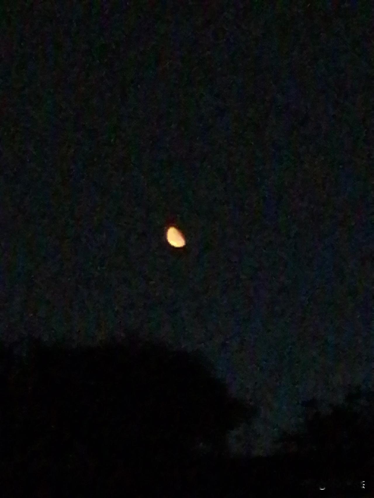 刚才抬头看天突然发现今天晚上的月亮是红色的