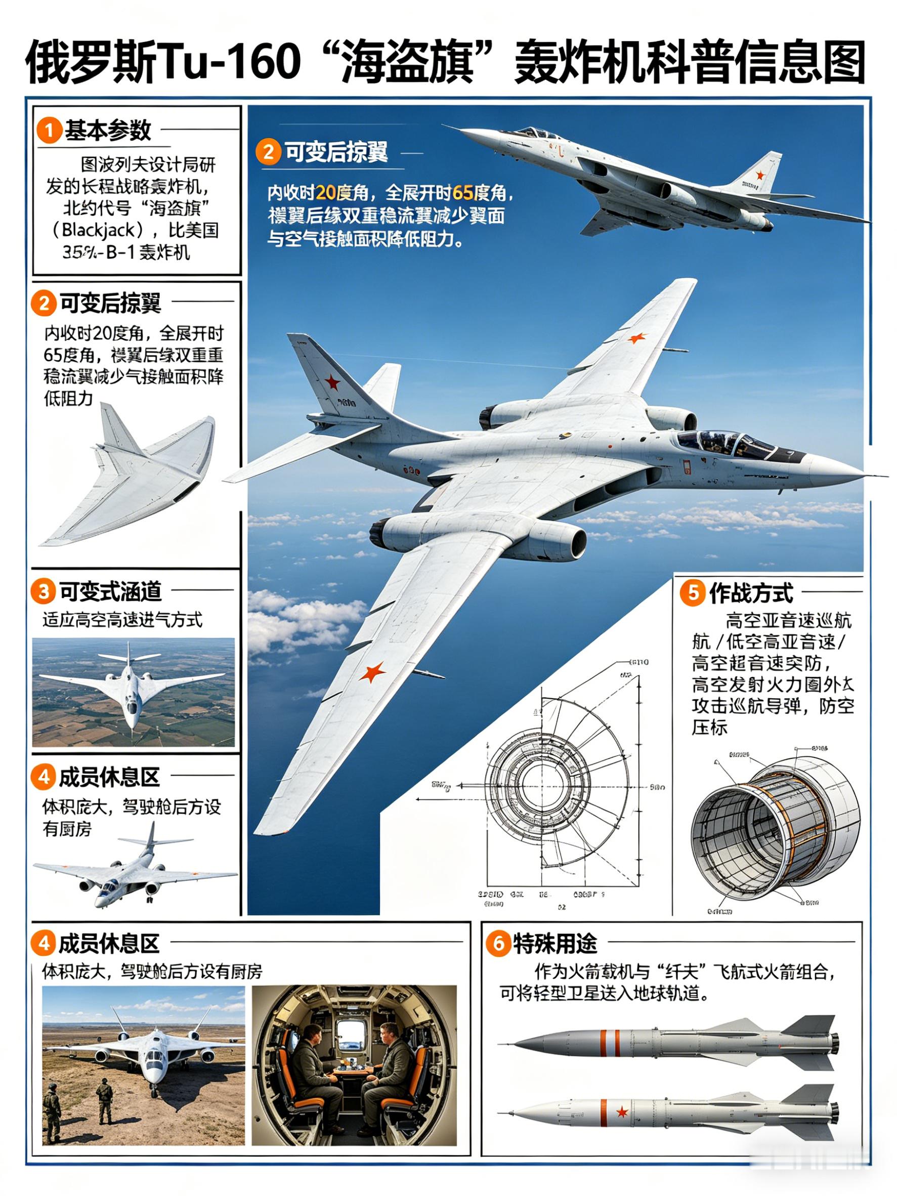 军事ai新视野 俄罗斯Tu-160“海盗旗”轰炸机Tu-160是图波列夫设计局研