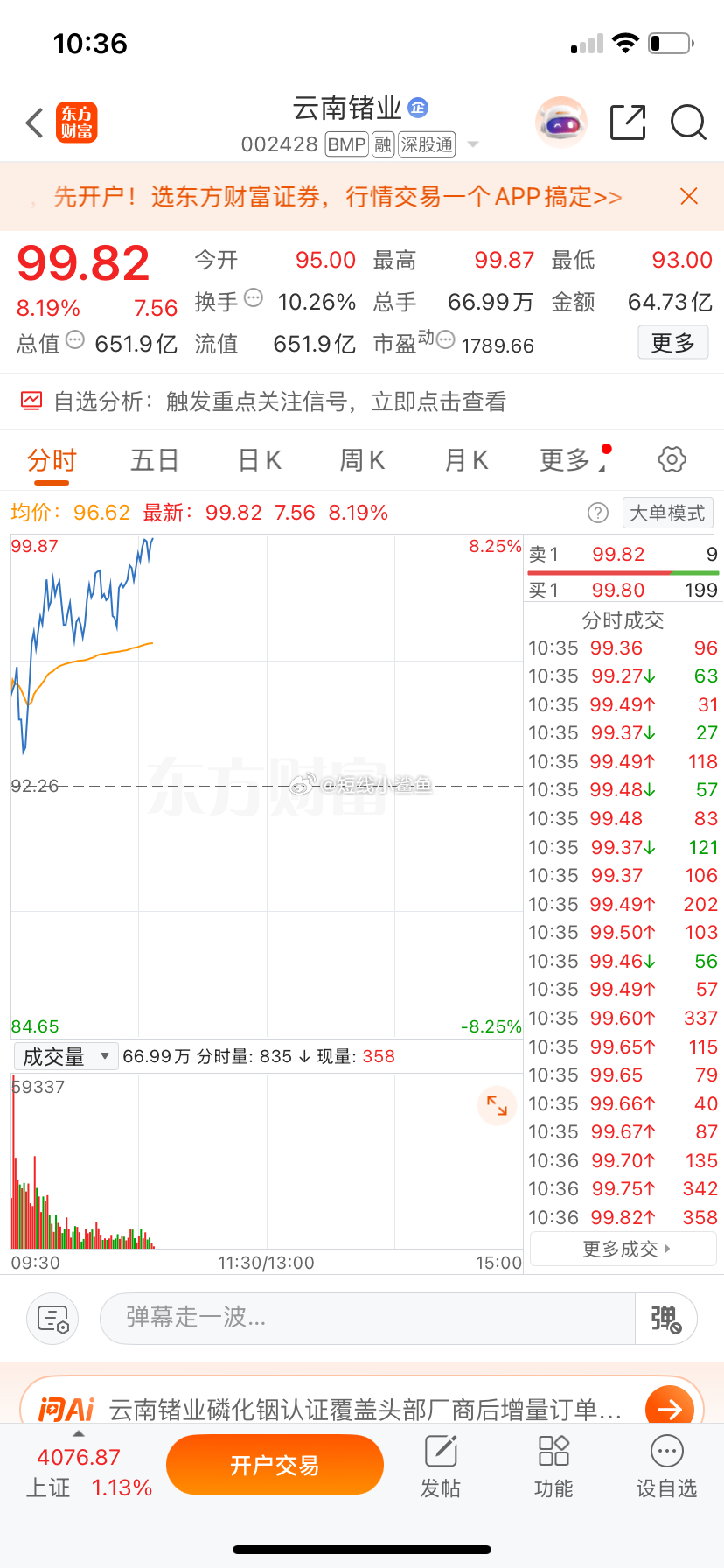 兄弟们，云南锗业上周五上车的大涨8个点了，开心回复178 