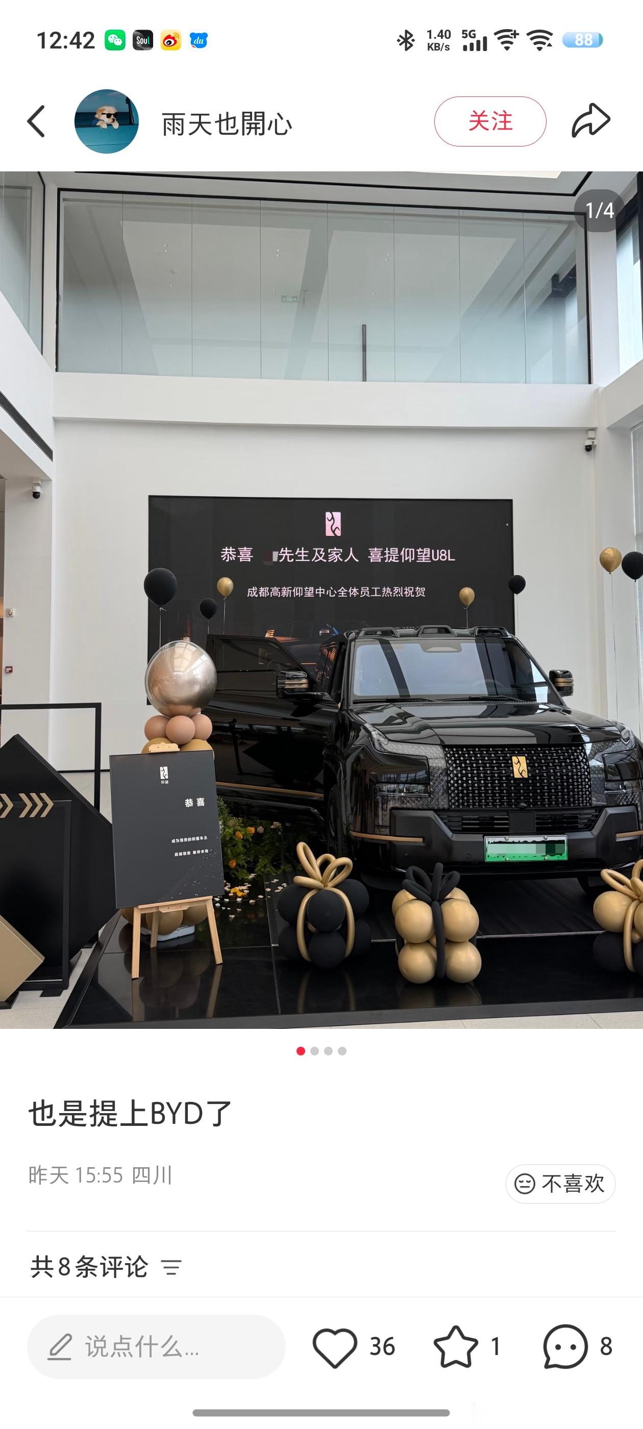 这位朋友，你的比亚迪和我的比亚迪怎么不太一样呢？话说回来，带金标的小黑金仰望U8