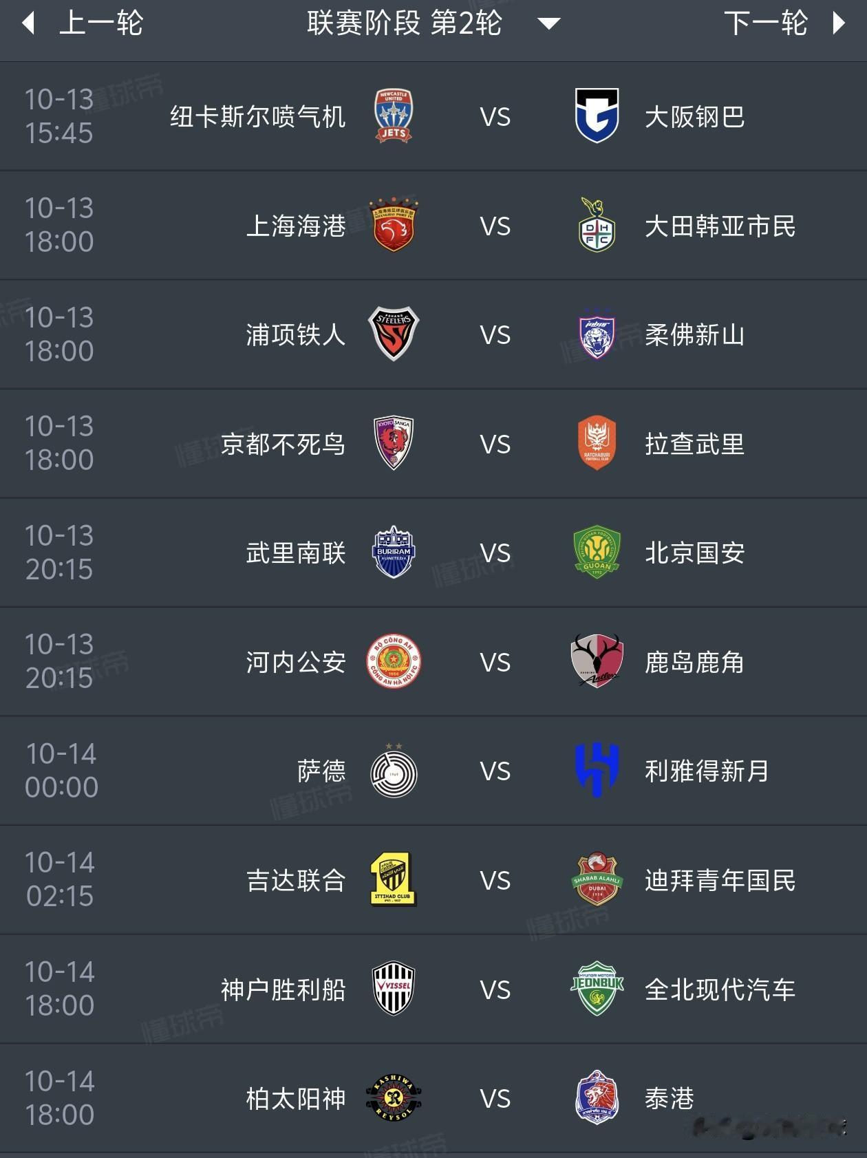 亚冠精英联赛第2轮预测
1，纽卡斯尔喷气机0比2大阪钢巴
2，上海海港3比1大田