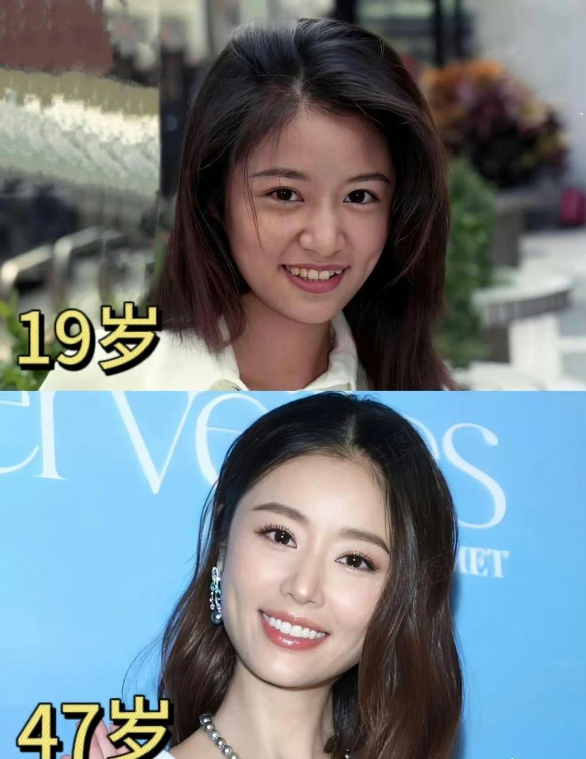 林心如中学时的旧照，

这颜值真的太能打！

她最近在网上分享了一张初中青涩照，