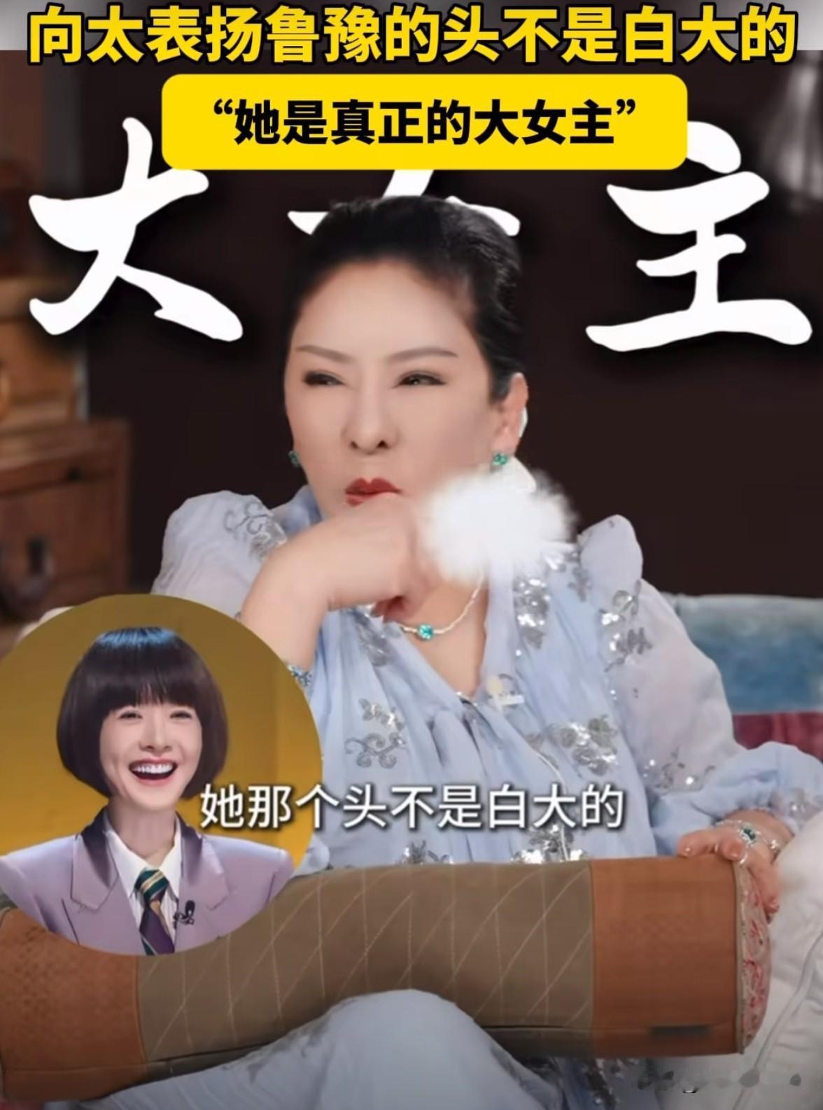 向太说鲁豫是真正的大女主，还调侃她“头不是白大的”！公众印象里，鲁豫在《鲁豫有约
