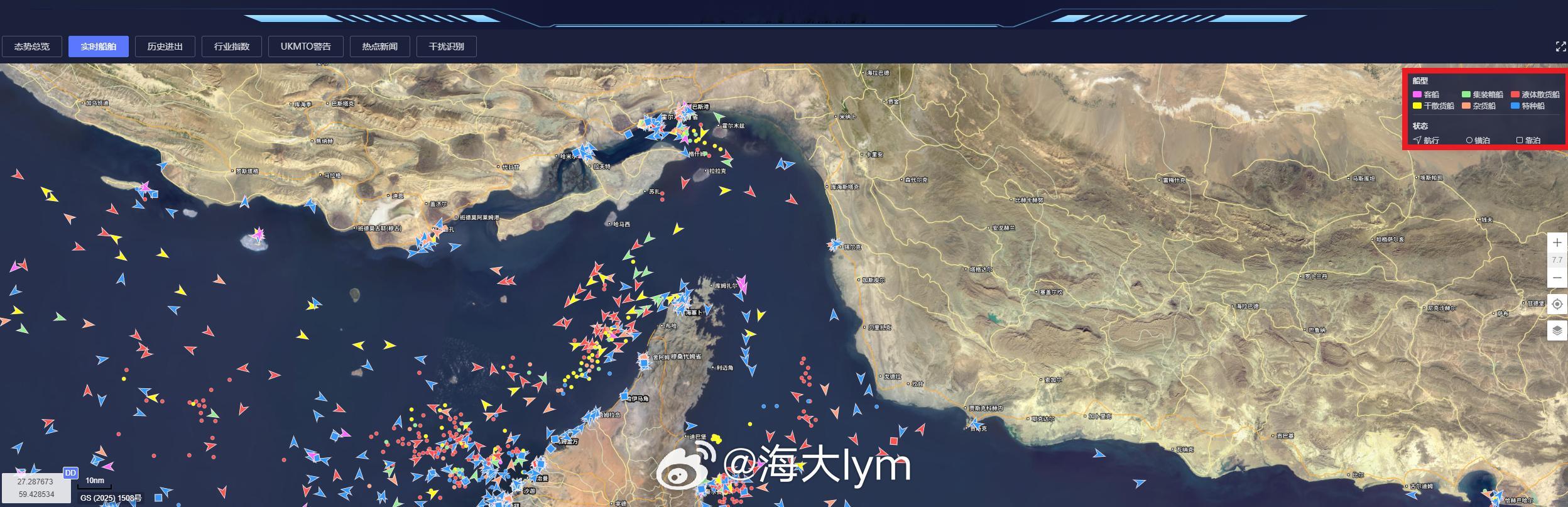 霍尔木兹海峡船舶数据（来源：船视宝） 