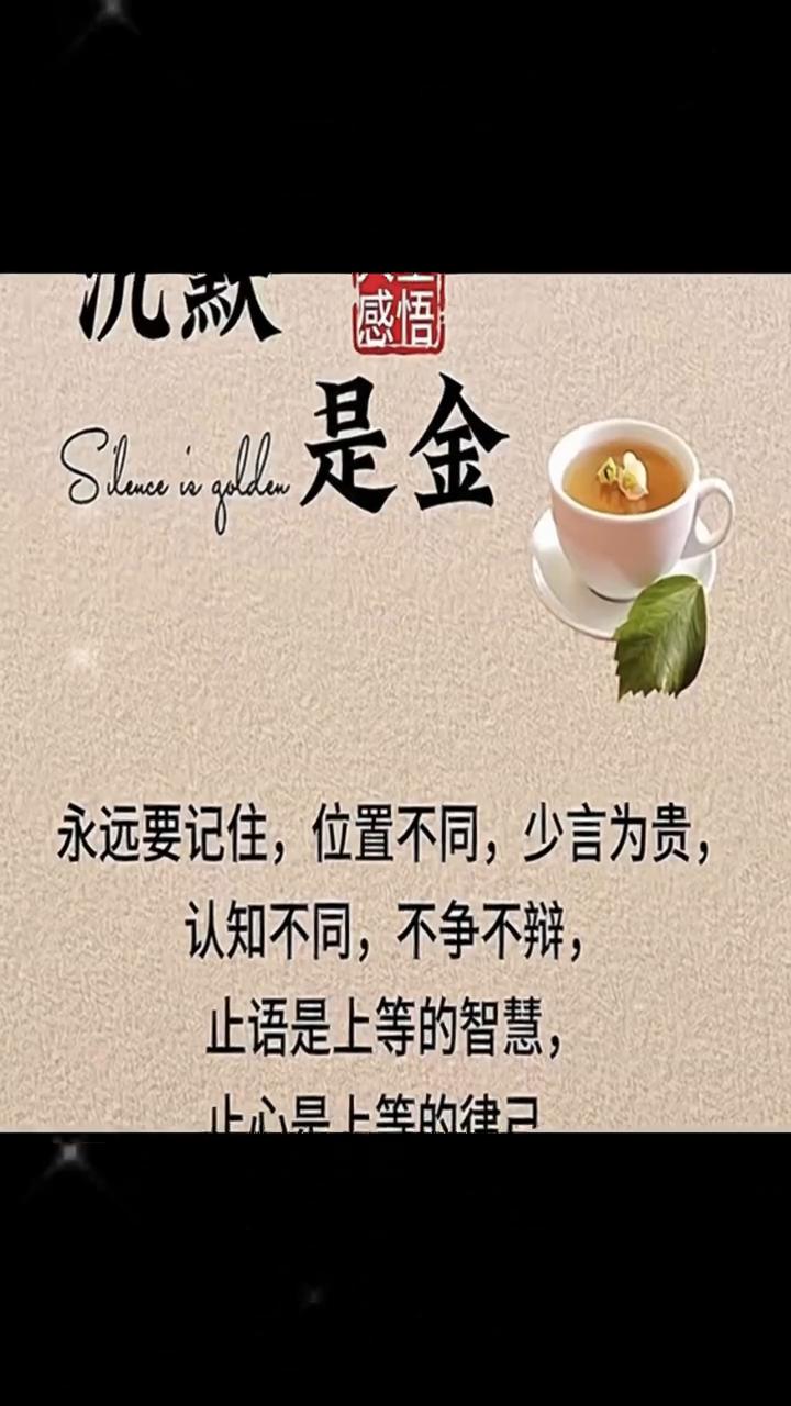 人生感悟。
永远要记住，位置不同，少言为贵；认知不同，不争不辩。止语是上等的智慧
