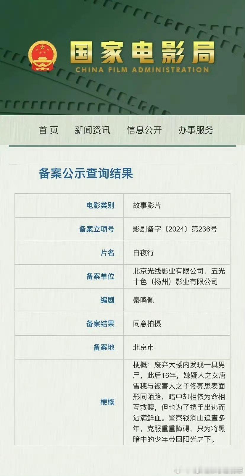 电影《白夜行》，男女主章若楠、白宇帆 ​​​