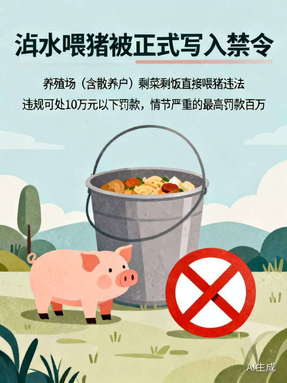 【让吃肉更放心——"泔水喂猪 被正式写入禁令，养殖场（含散养户）剩菜剩饭直接喂猪