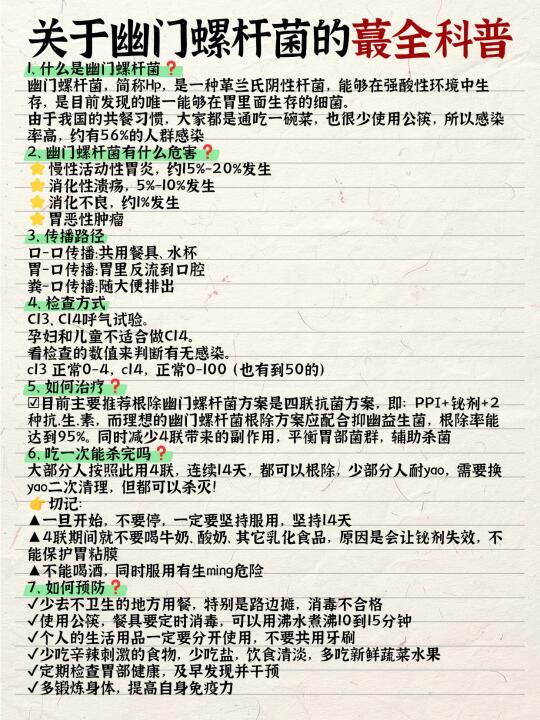 关于幽门螺杆菌的最全科普