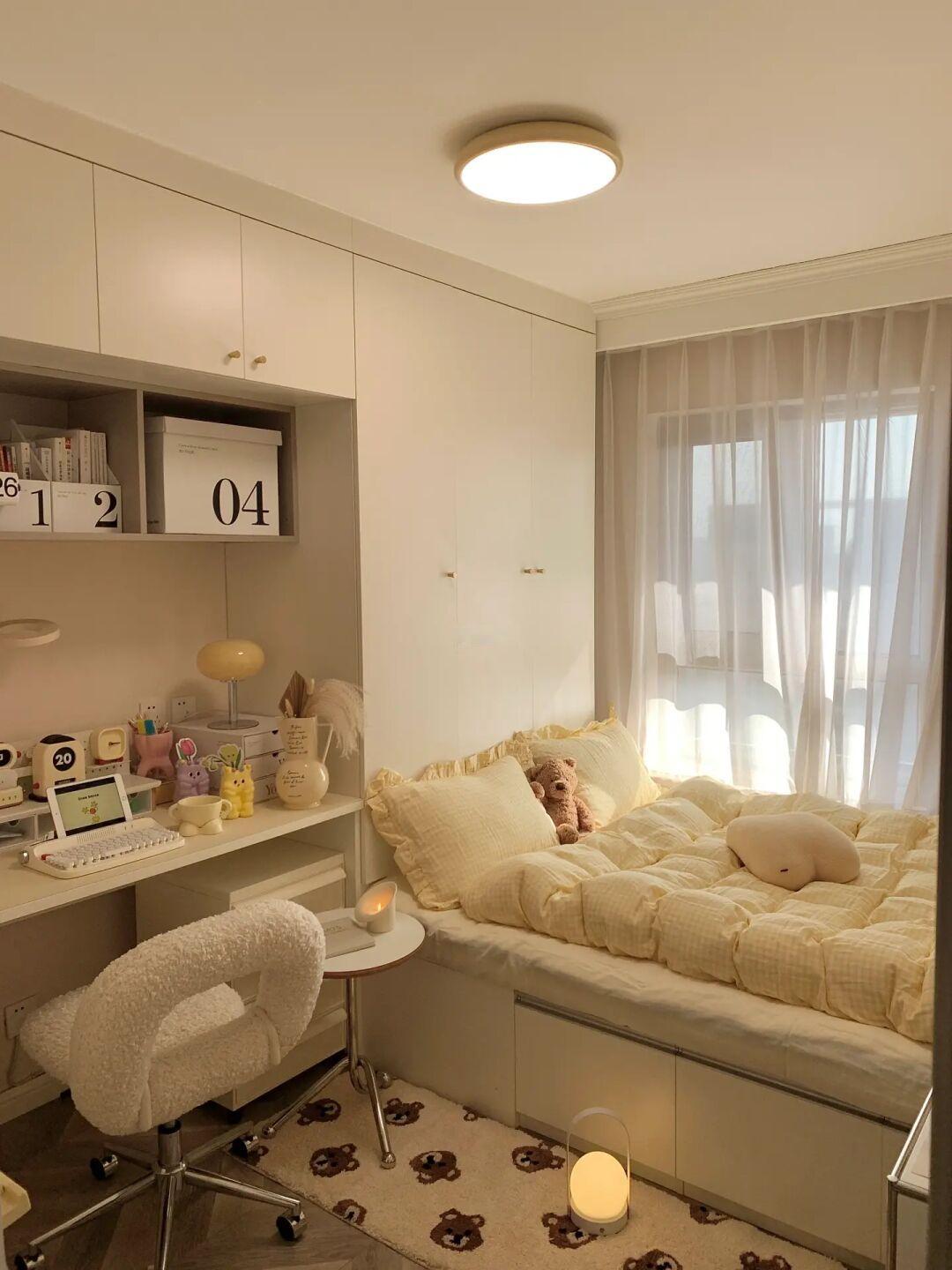 好喜欢9平米的奶油榻榻米书房✨实用又温馨