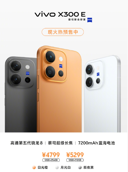 vivo X300 E已经开售了，4799到5299赠品还挺多的，挺好的！ 