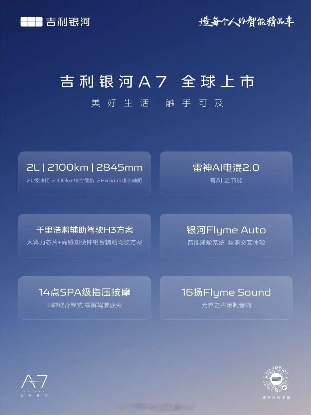 吉利银河A7 现已上市上市限时指导价8.18万元起电混家轿颠覆者 ​​​