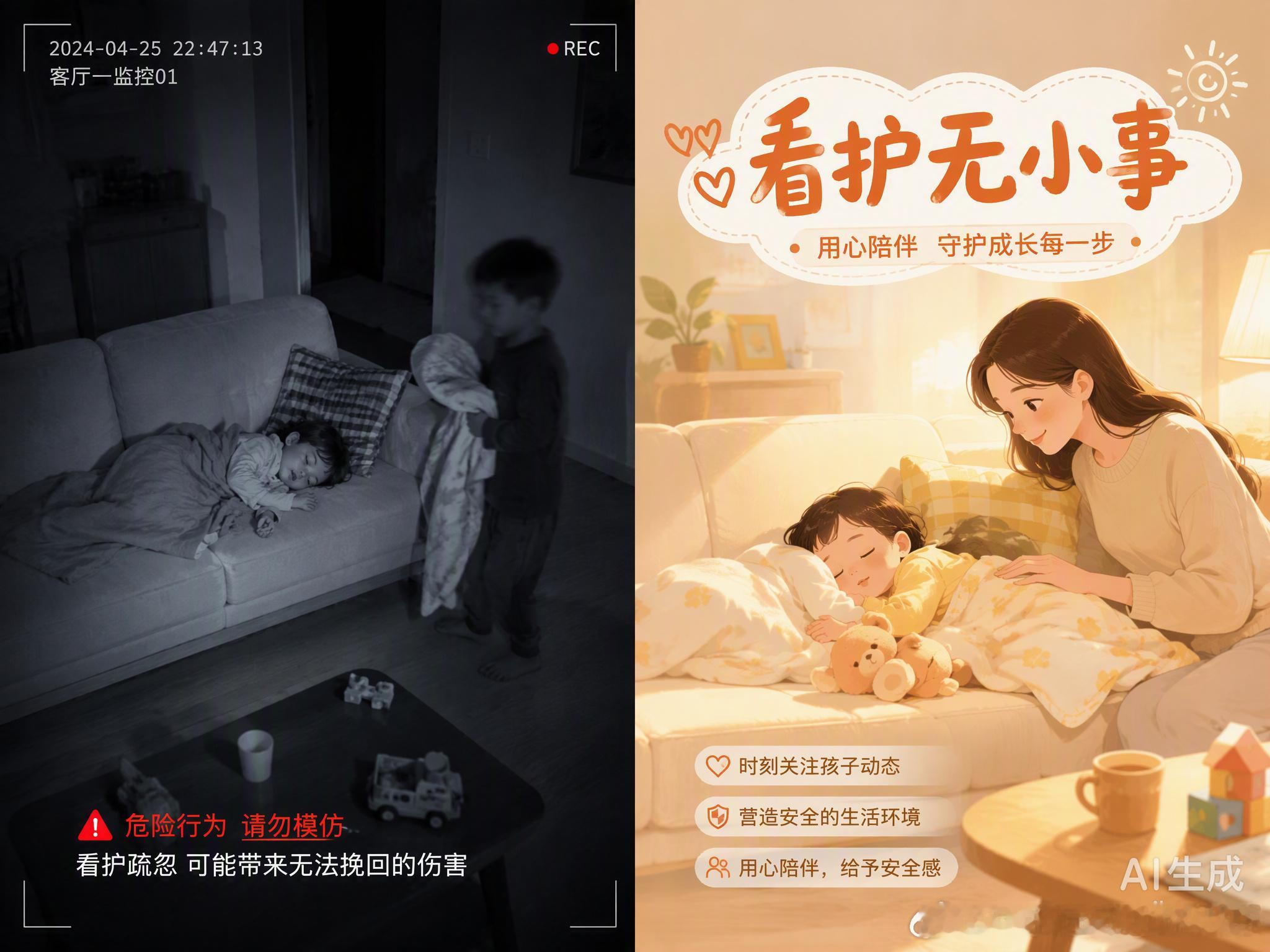女童熟睡遭捂头看完监控真的后背发凉。😰贵阳一位妈妈把一岁半的女儿留在店里沙发上