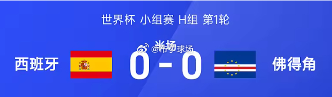西班牙vs佛得角 。半场战罢，双方比分暂为西班牙0-0佛得角。费兰多次失良机，佛